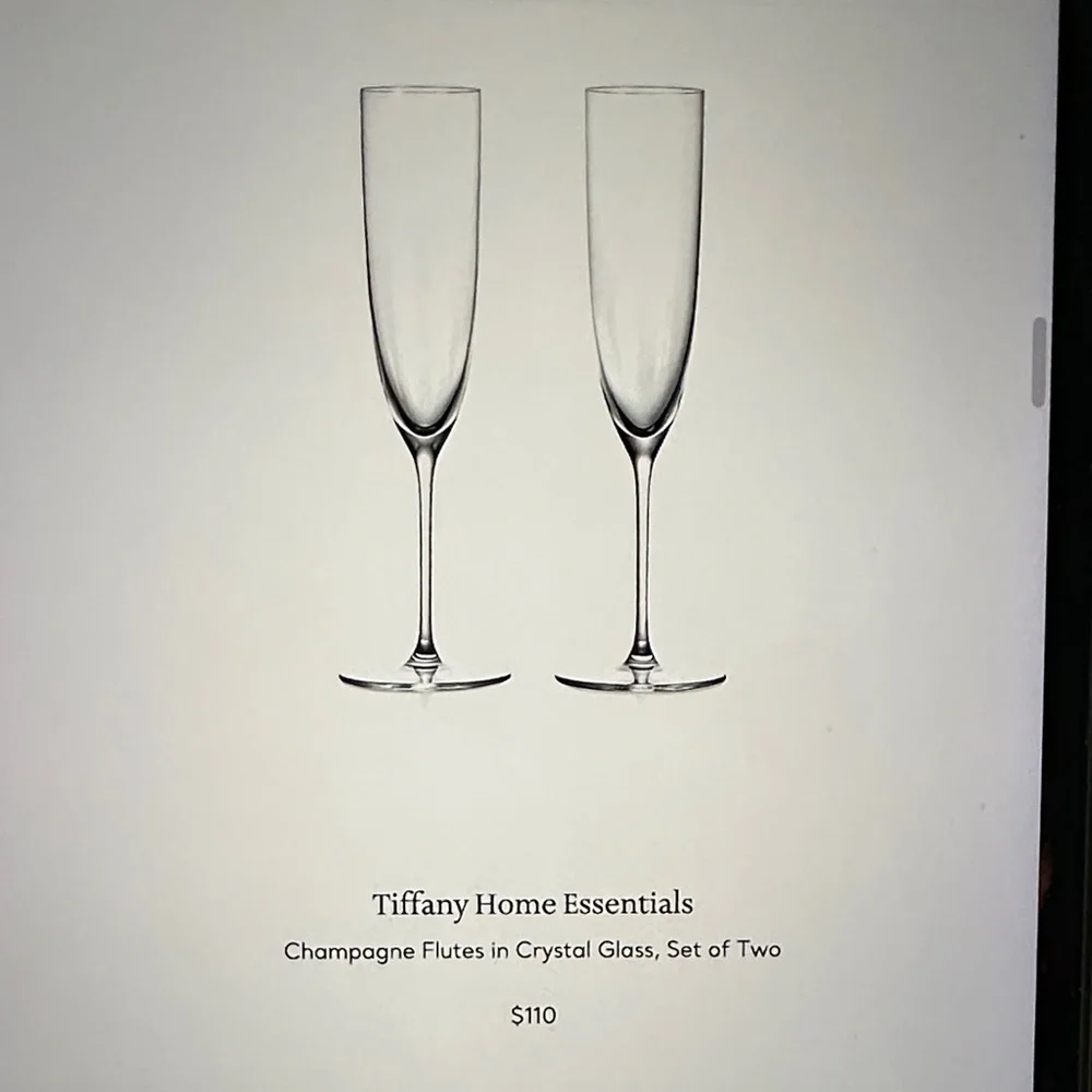 Tiffany & Co. Crystal Champagne Flutes with Signature Tiffany Blue Box - Picture 4 of 4